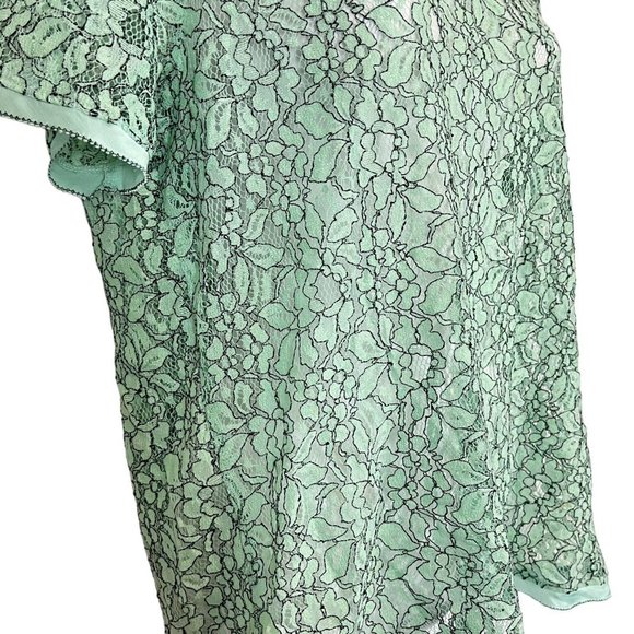 Ann Taylor Loft Green Lace Short Sleeve Sheer Dainty Floral Top Shirt Blouse  M - Picture 6 of 16